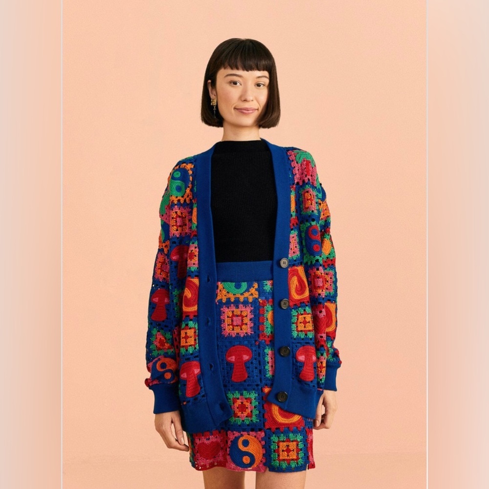 Farm Rio Crochet Icons Sweater Skirt